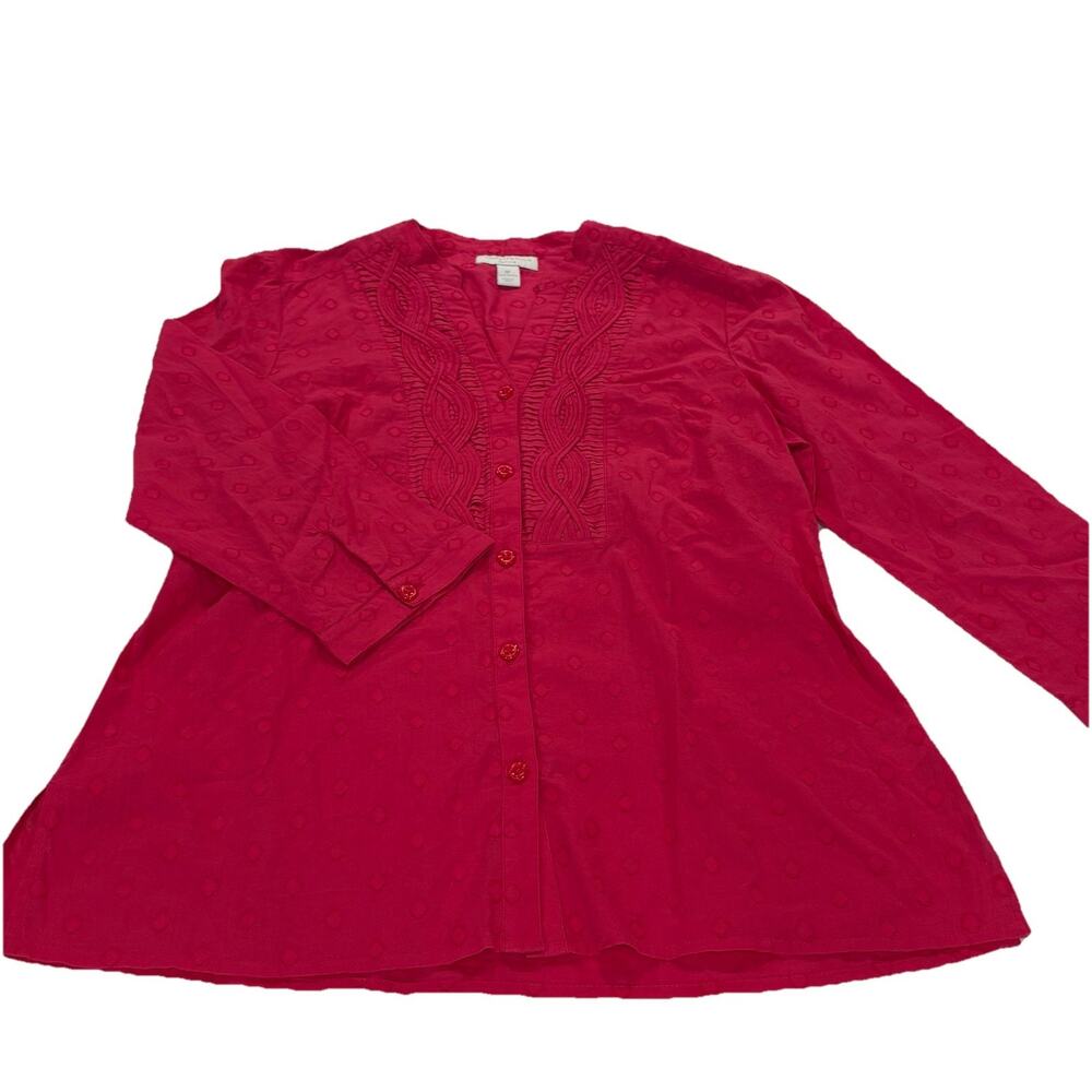 Charter Club Petite Blouse Watermelon Color Sleeve 100 Cotton 6P NWT Preppy Chic